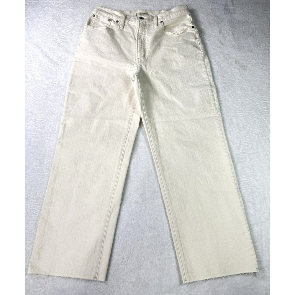 Madewell Jeans Womens 30 White The Perfect Vintage Straight Jean Raw Hem Ivory